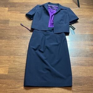 Anne Klein Navy Suit with Purple Interior